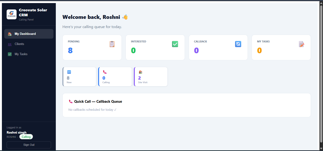 Calling panel screenshot 1